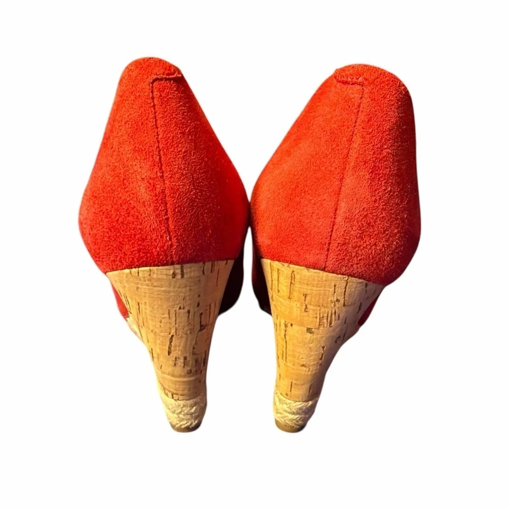 Franco Sarto Calix red suede wedge pumps